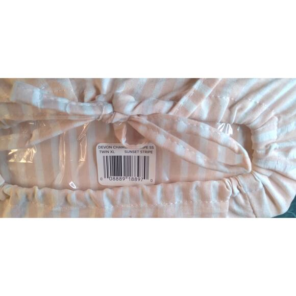 Ugg Devon Sheet Set Navy Stripe Size Twin XL Devon Chambray Sunset Stripe-NEW - Picture 4 of 8